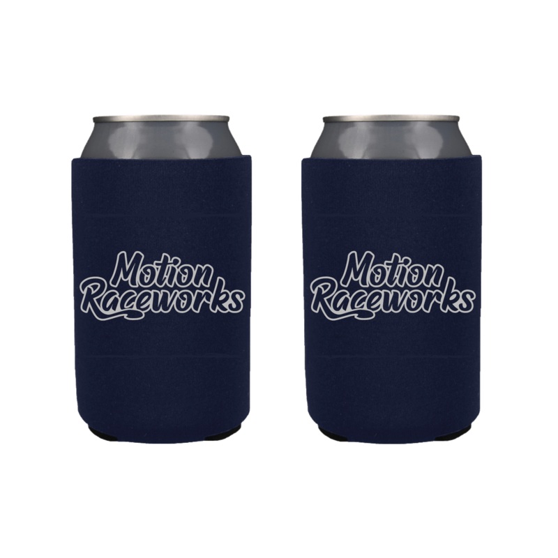 Navy Blue Motion Logo Retro Koozie