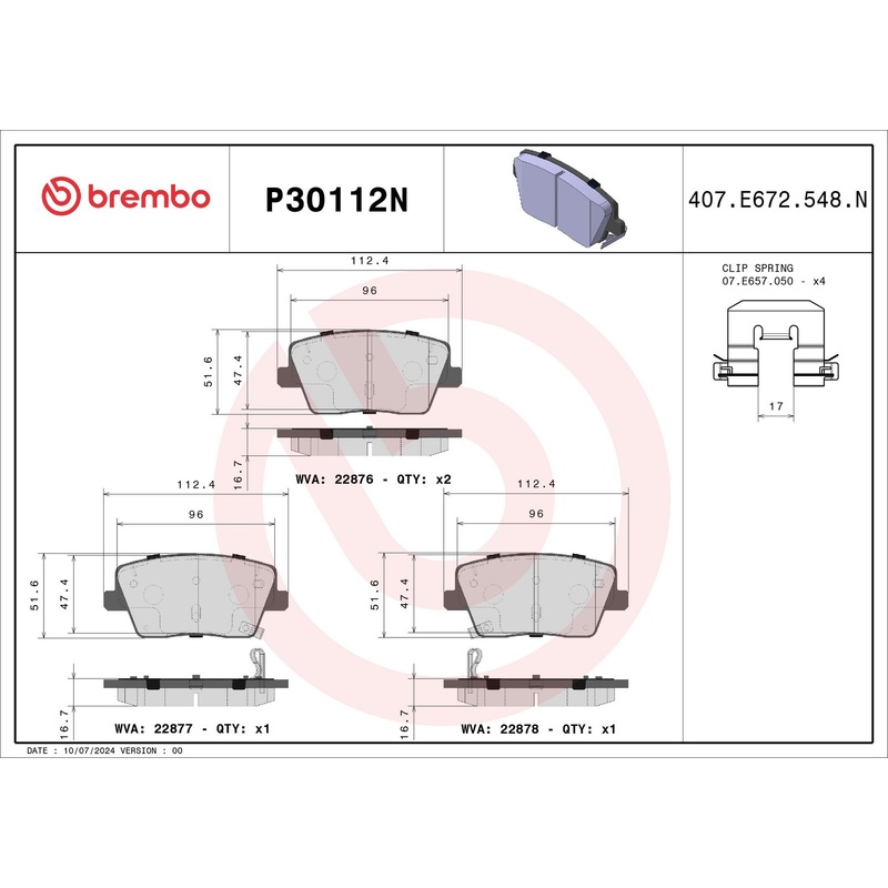 PRIME Ceramic Rear Disc Brake Pad Set – P30112N
