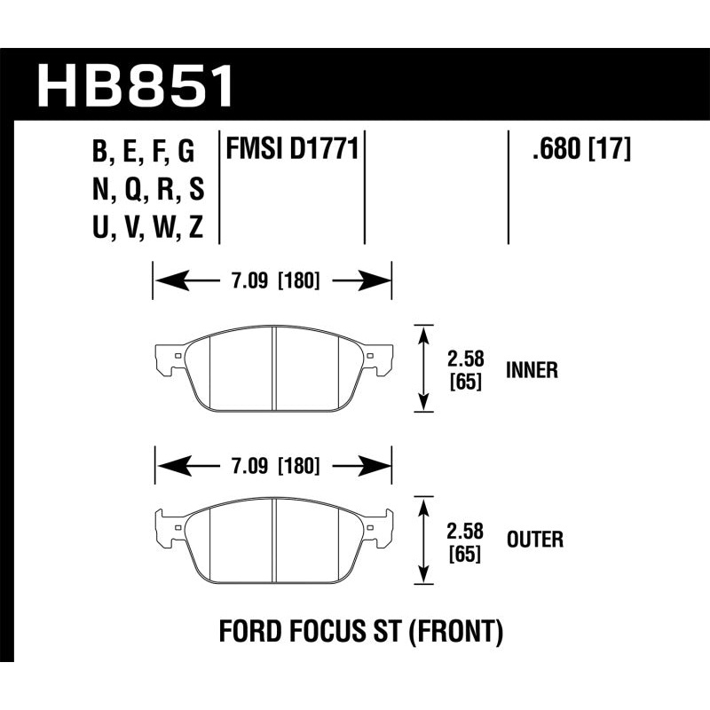 Hawk 15-16 Ford Focus ST (Does Not Fit RS Model) DTC-60 Race Front Brake Pads