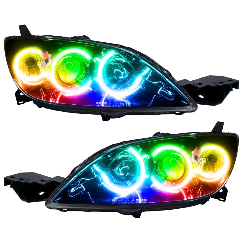 Oracle Pre-Assembled Halo Headlights Hatchback / Halogen Style SMD ColorSHIFT Simple Controller Mazda 3 2004-2009 | orl7086-504