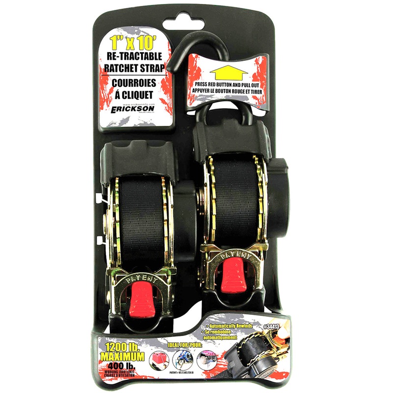 1 x 10  1200 lb. Re-Tractable Ratchet Straps