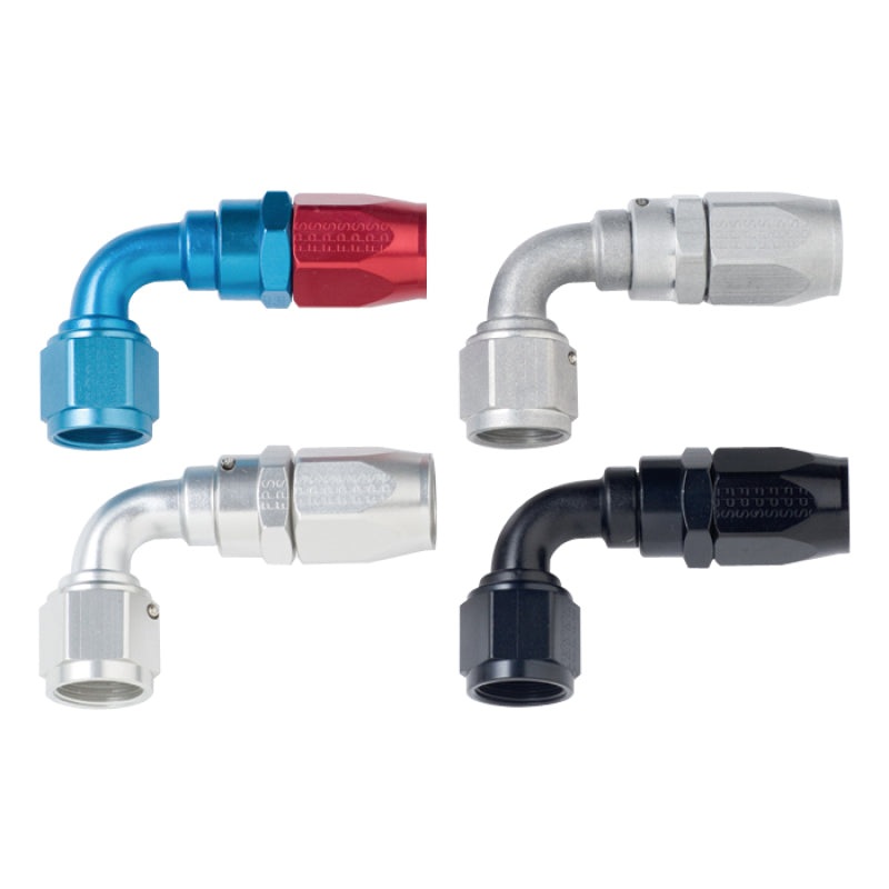 Fragola -10AN x 90 Degree Power Flow Hose End – Blue/Red