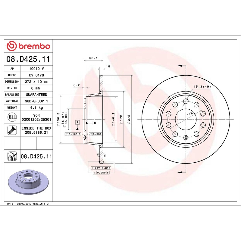 PRIME UV Coated Rear Disc Brake Rotor – 08.D425.11