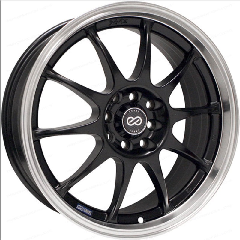 Enkei J10 16×7 5×112/114.3 38mm Offset 72.62mm Bore Dia Black w/ Machined Lip Wheel