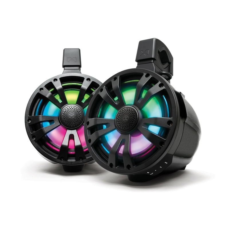 Extreme Tower 2-Pack 8″ Speaker, 1 Speaker With Built-In Amp & Battery, 1 Non-Amp Speaker Black  by EcoXGear