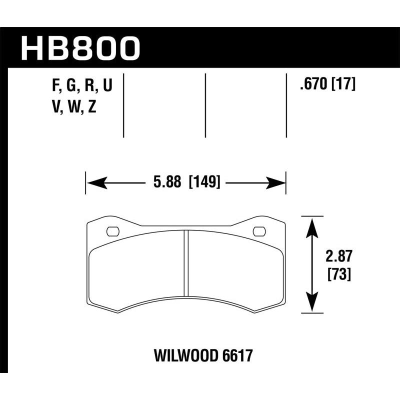 Hawk Willwood 6617 Caliper DTC-70 Race Brake Pads