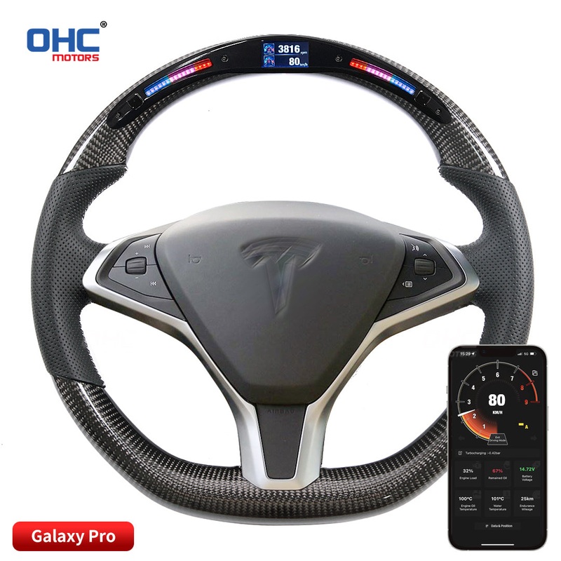 OHC Motors Led Light Up Steering Wheel  for 2012 2013 2014 2015 2016 TESLA MODEL S