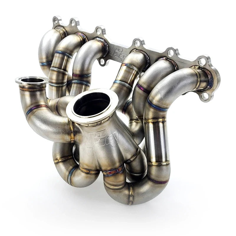 PHR V23A Turbo Manifold for 2JZ-GE Collector: Cast Turbine Fitment: Precision “T4” V-band inlet (S and H Cover) Turbo Scroll: Single Scroll Number of wastegates: (S) Dual wastegates Wastegate Flange(s): Dual Gate 44, 45 or 46mm
