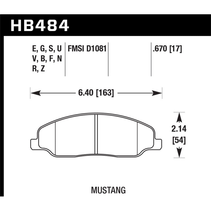 Hawk 2008-2009 Ford Mustang Bullitt 4.6 HPS 5.0 Front Brake Pads
