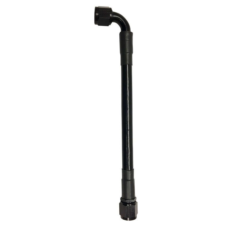 Fragola -6AN Ext Black PTFE Hose Assembly Straight x 90 Degree 96in