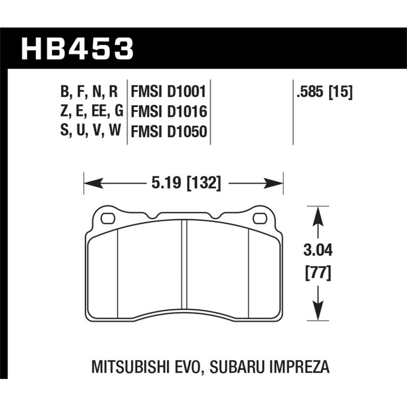 Hawk 03-06 Evo / 09-10 Evo X / 04-09 STi / 09-10 Genesis Coupe (Track Only) / 2010 Camaro SS / 08-09