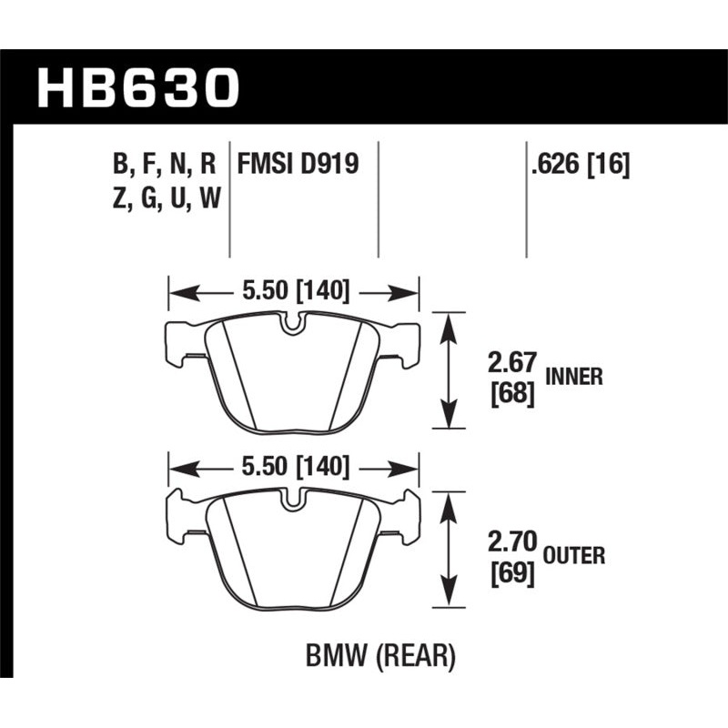 Hawk 06-10 BMW M5/M6 DC60 Rear Brake Pads