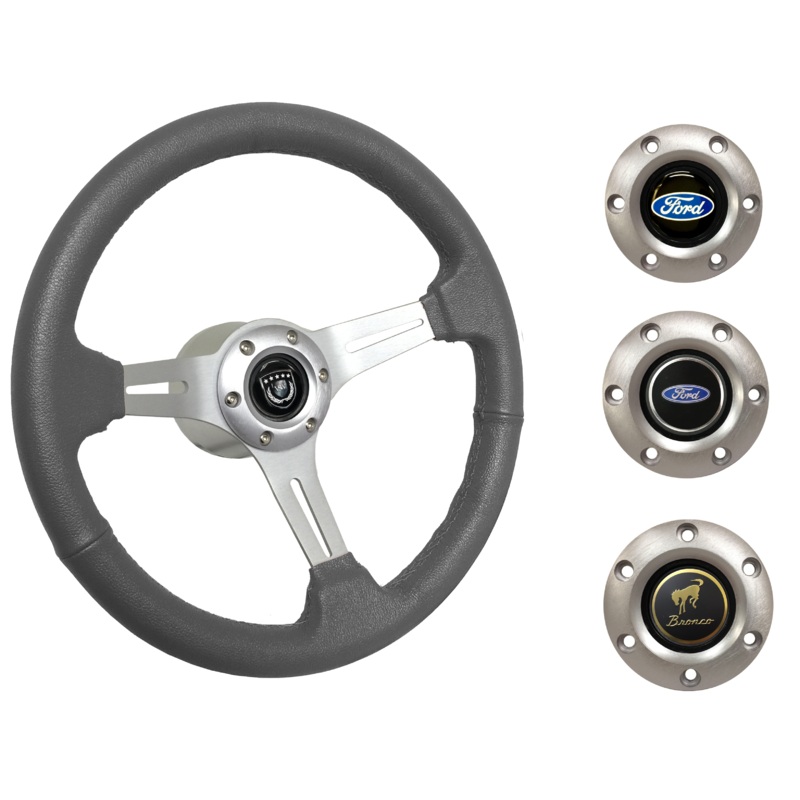 1966-72 Ford Bronco Steering Wheel Kit | Grey Leather | ST3014GRY