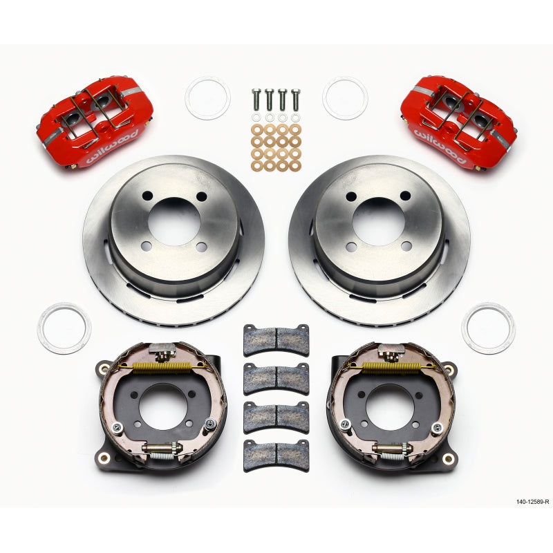 Wilwood Dynapro Low-Profile 11.00in P-Brake Kit – Red Ford 7.5in Rear 2.80 Offset – 4-Lug