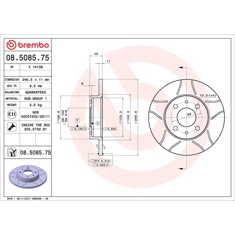 XTRA Max Slotted Rear Disc Brake Rotor – 08.5085.75