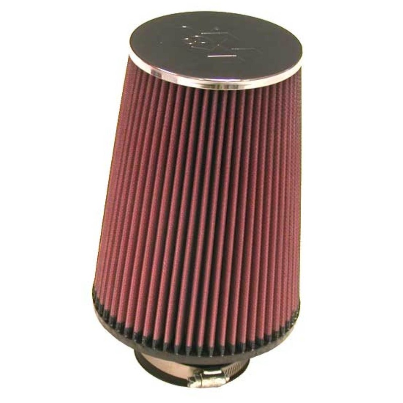 K&N Universal Chrome Round Tapered Air Filter 3in FlangeID / 6in Base OD / 4.5in Top OD / 8in Height