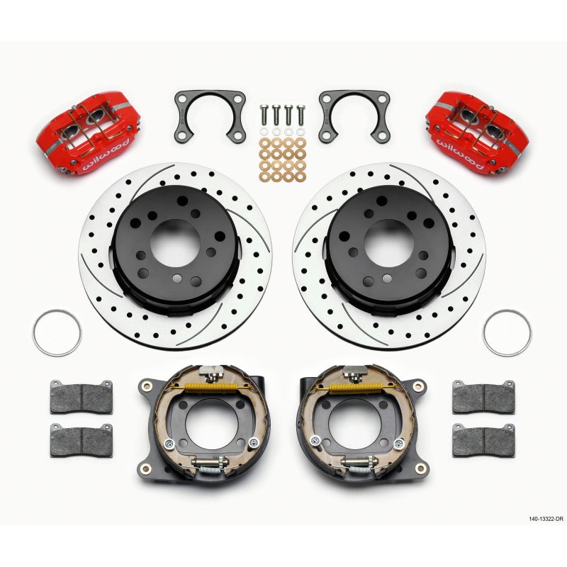 Wilwood Dynapro Lug Mount P/S Park Brake Kit Drilled Red Big Ford 2.36in Off Bronco 5 x 5.50
