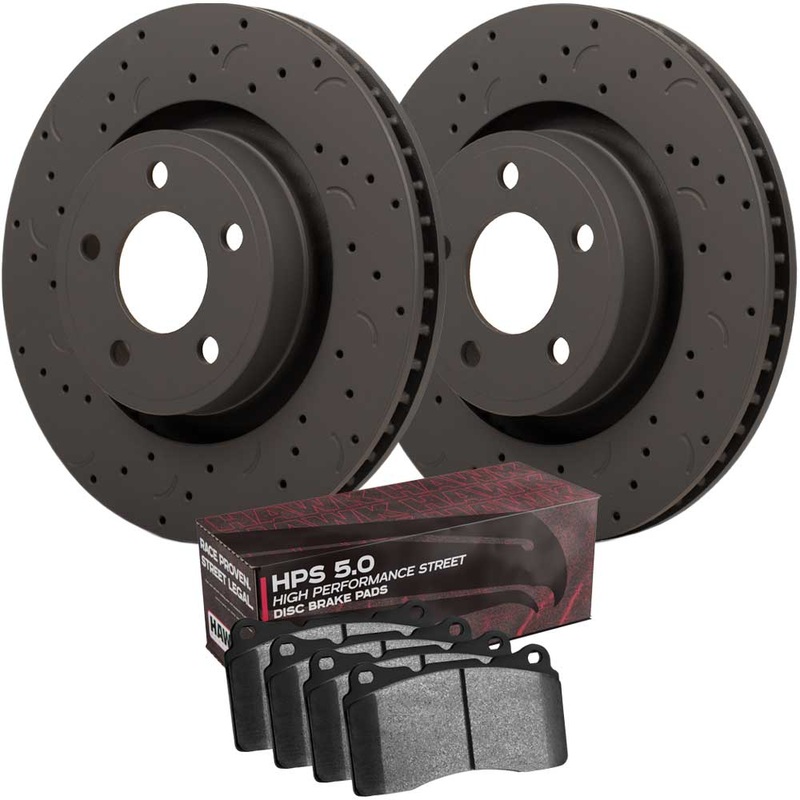 Hawk Talon Brake Rotor and Pad Kit – Drilled & Slotted – HPS 5.0 – Rear