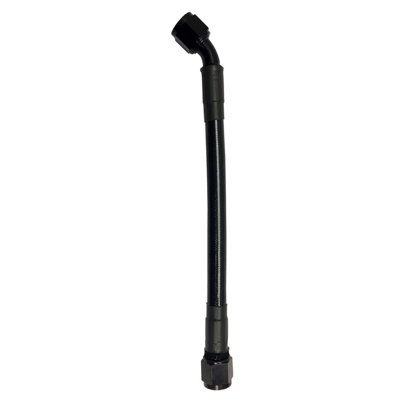Fragola -6AN Ext Black PTFE Hose Assembly Straight x 45 Degree 60in