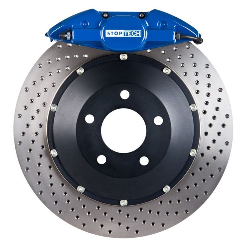 StopTech 15 Audi S3 / 15 Volkswagen Golf R Front BBK w/ Blue ST-40 Caliper Drilled 355X32 2pc Rotor