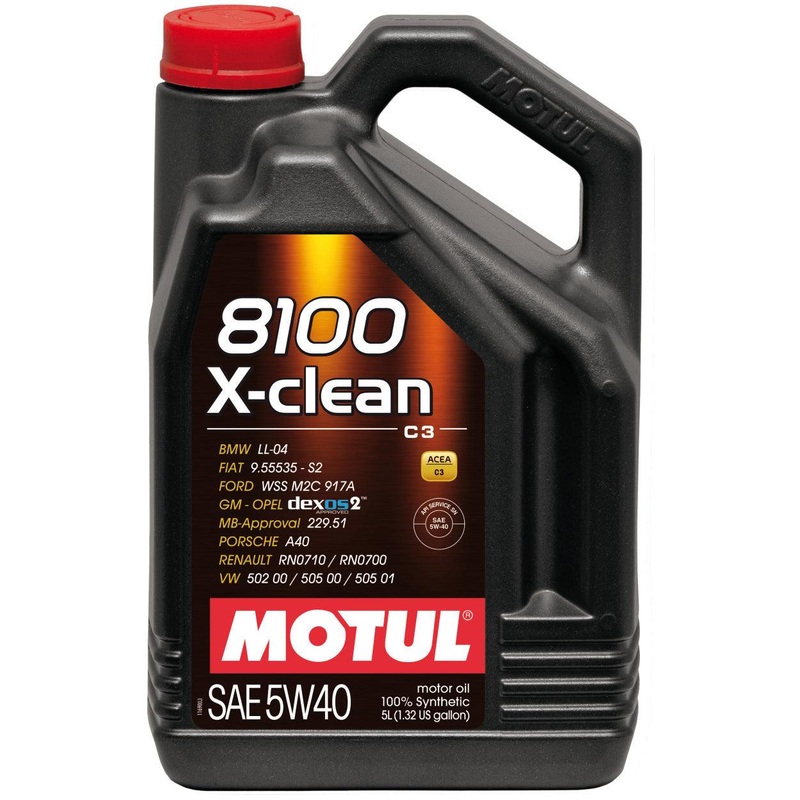 Motul 5L Synthetic Engine Oil 8100 5W40 X-CLEAN C3 -505 01-502 00-505 00-LL04