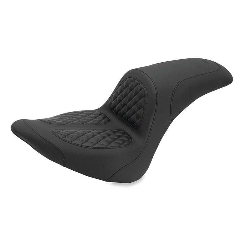 Mustang 06-17 Harley Softail Wide Tire | 200mm Fastback 1PC Seat w/Diamond Stitch – Black
