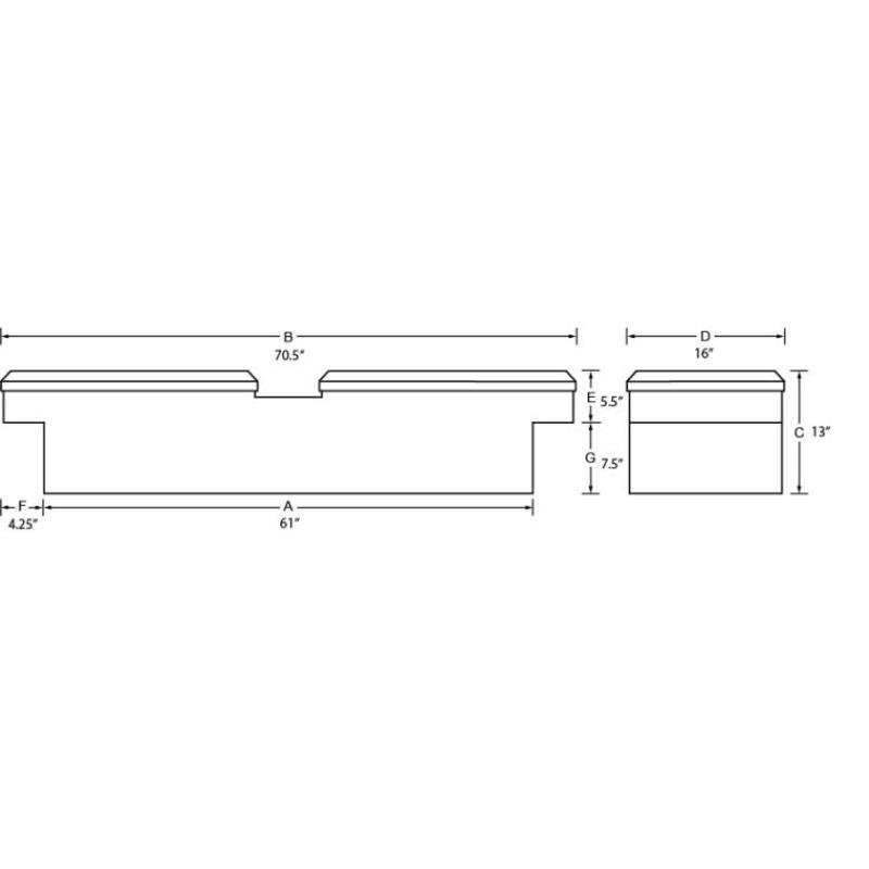 Tradesman Aluminum Economy Cross Bed Truck Tool Box (70in./Side Opening) – Brite