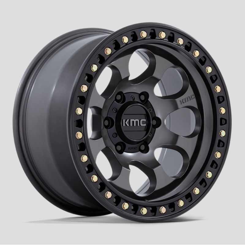 18×9.0 KMC Riot SBL KM550 Anthracite w/Satin Black Lip