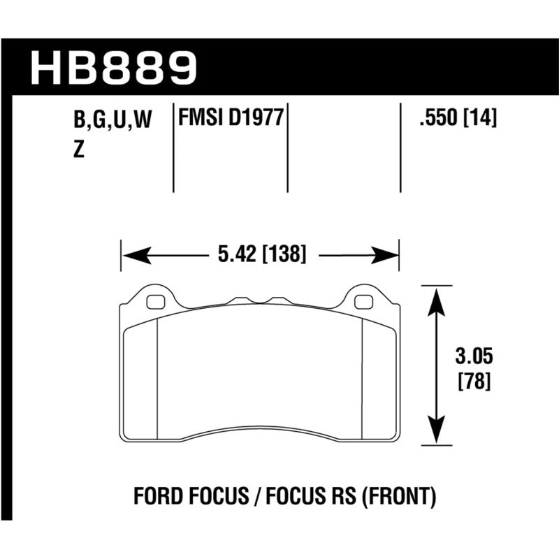 Hawk 2017 Ford Focus HPS 5.0 Front Brake Pads