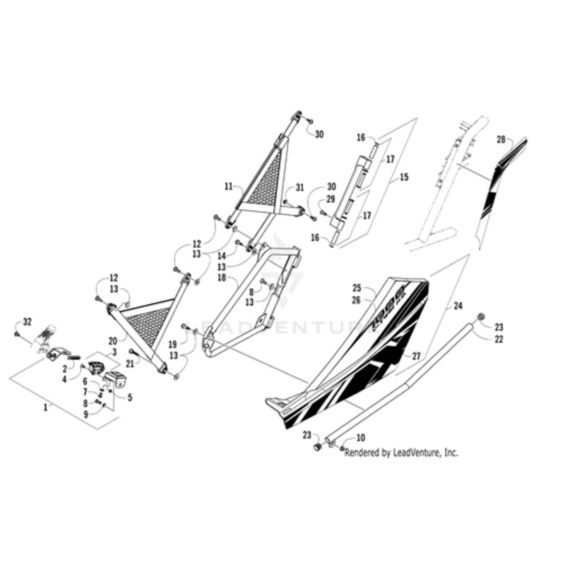 Door Decal Frame Left-Vip Blue by Arctic Cat
