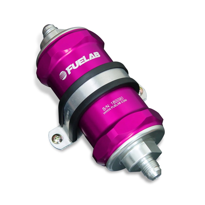 Fuelab 818 In-Line Fuel Filter Standard -12AN In/Out 40 Micron Stainless – Purple