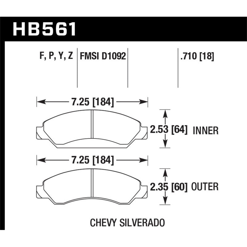 Hawk 07-08 Escalade 6.2 / 07-08 Avalanche Super Duty Front Brake Pads