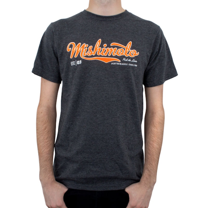 Mishimoto Mens Athletic Script Gray T-Shirt – Medium