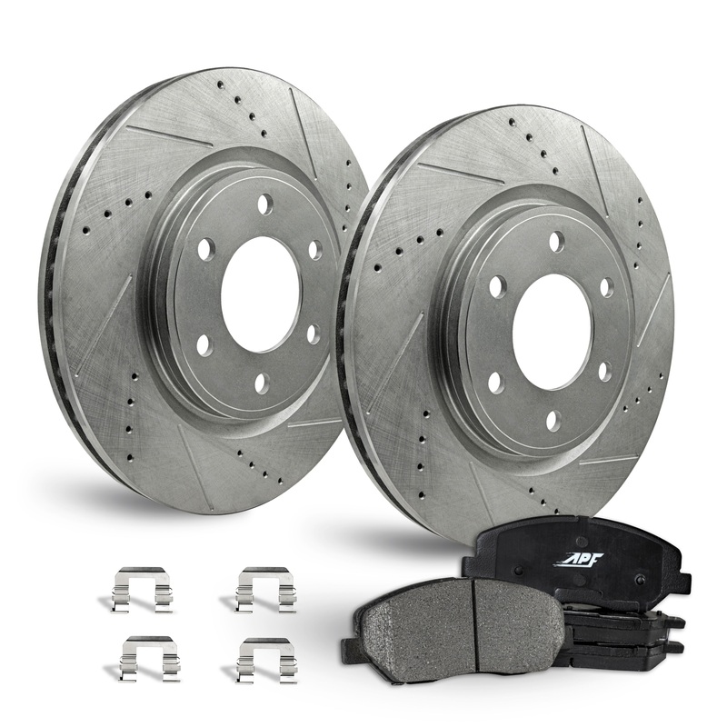 APF Front Brake Kit Rotors and Pads for Isuzu i-290 2007-2008