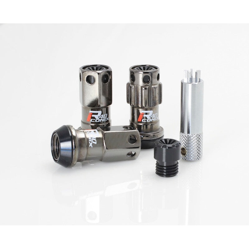 Project Kics R40 Iconix Classical Lug Nuts Black Chrome with Black Cap 12X1.25 (16+4 Locks)