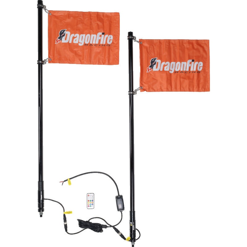 DragonFire Racing Whips – 4ft Spiral LED Black Pair
