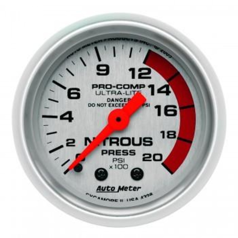 Autometer Ultra-Lite Series 2-1/16” Nitrous Pressure 0-2000 PSI Gauge (4328)