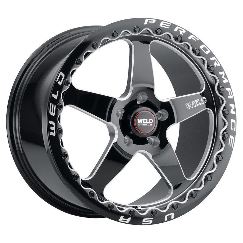 Weld S904 15×10 Ventura Beadlock 5×115 ET22 BS6.4 Gloss BLK MIL DIA 78.1