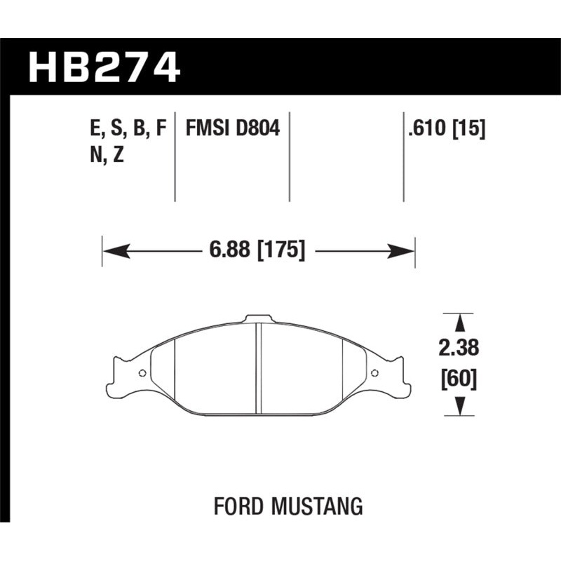 Hawk 99-04 Ford Mustang Base/GT HPS Street Front Brake Pads