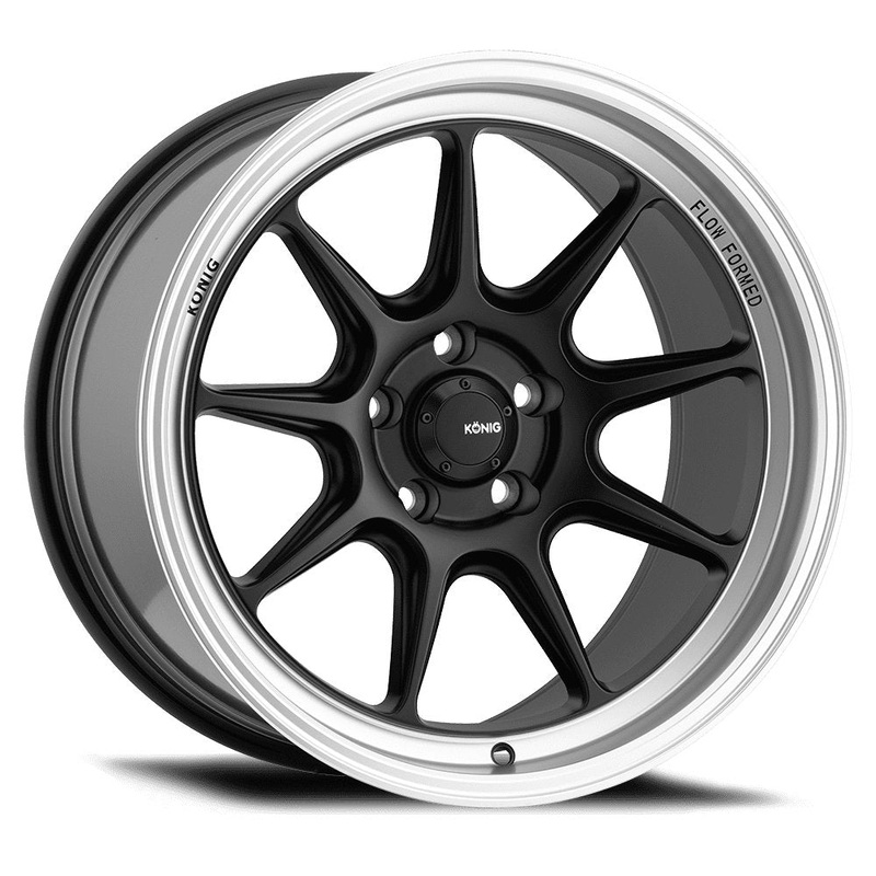 Konig 18″ Countergram 5X112 Wheel – Matte Black / Matte Machined Lip