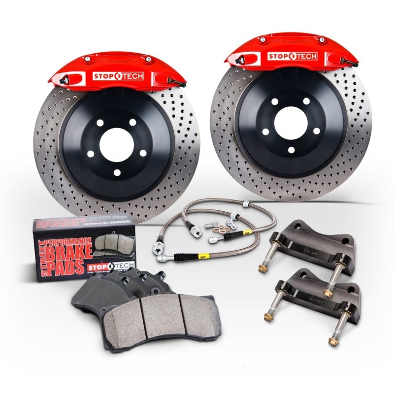 StopTech 13-16 Scion FR-S / 13-19 Subaru BRZ Front Red ST-40 Caliper 328×28 1pc Slotted Rotors