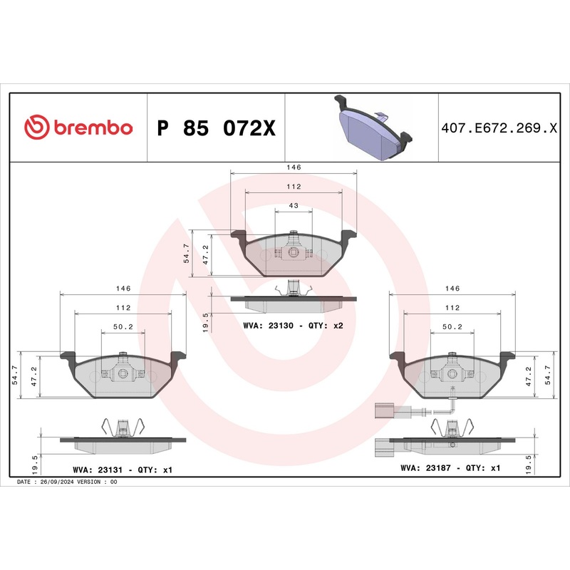 XTRA Low-Met Front Disc Brake Pad Set – P85072X