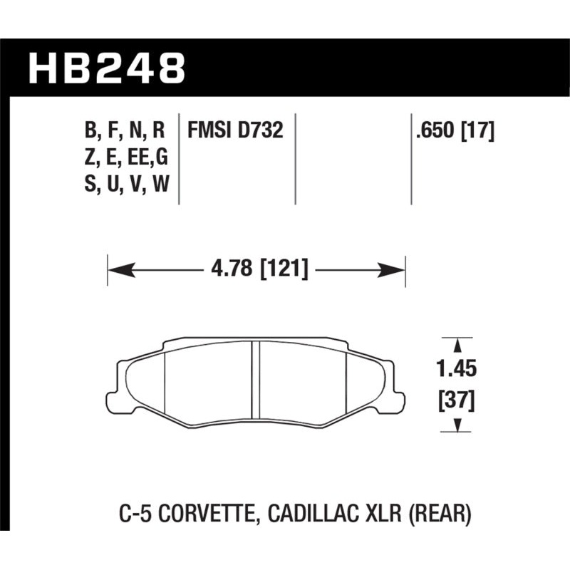 Hawk 04-09 Cadillac XLR / 97-11 Chevrolet Corvette DTC-60 Race Rear Brake Pads