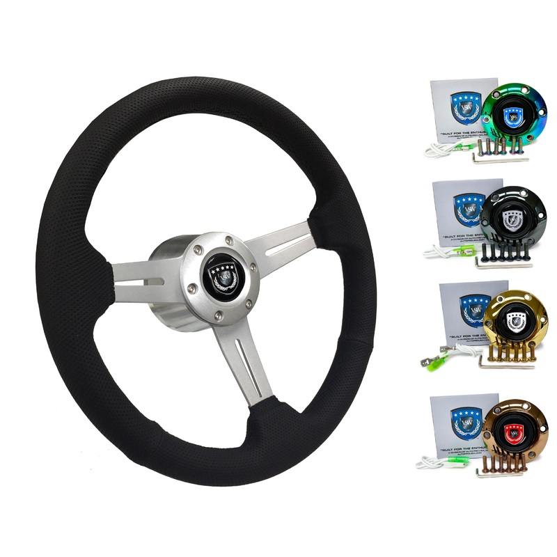 1988-97 Nissan Pickup Truck Steering Wheel Kit | Perforated Leather | ST3587BLK-BLK