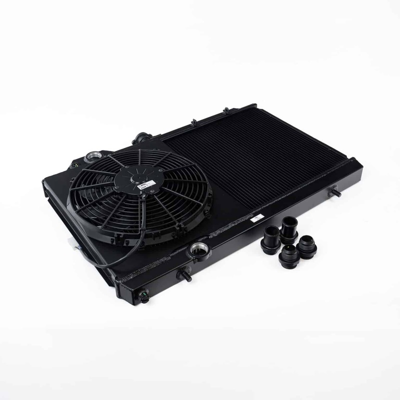 CSF HIGH-PERFORMANCE ALL ALUMINUM Full slim radiator w/ adjustable -16 or slip-on fittings & 12? SPAL FAN/shroud – Evo 4, 5, 6, 7, 8, & 9 – Black Finish for High-End Stealth Look