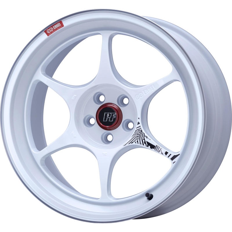 Enkei PF06 18x10in 5×114.3 BP 38mm Offset 75mm Bore White Machined Wheel