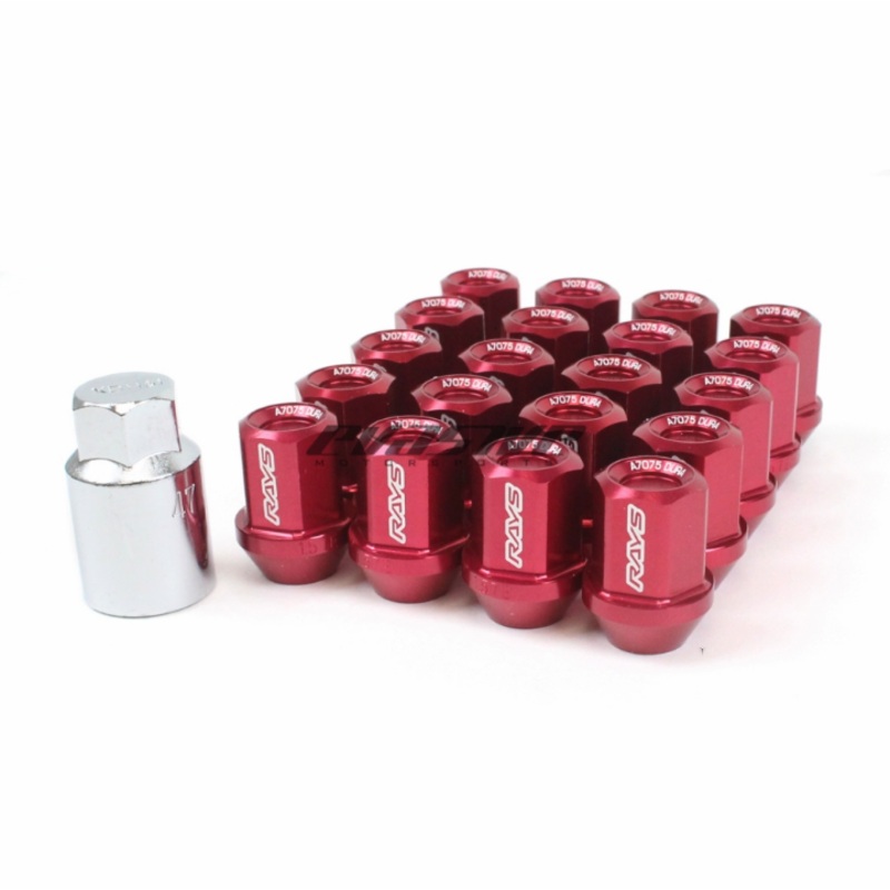RAYS Dura-Nut L32 Straight Type 12X1.25 Lug Nut Set 16 Lug 4 Lock Set – Red