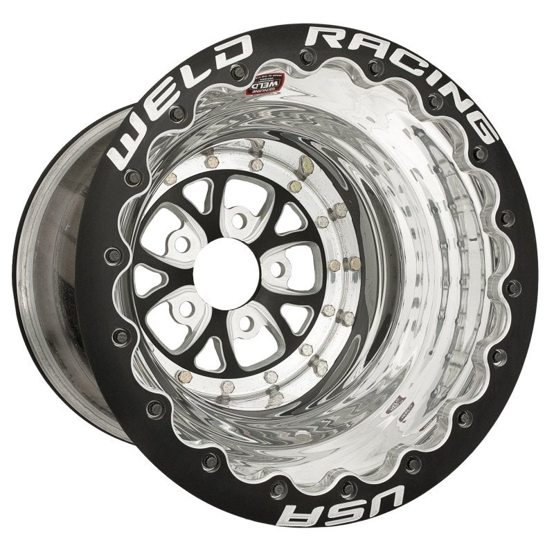 Weld V-Series 16×16 / 5×4.75 BP / 4in. BS Black Wheel – Black Double Beadlock