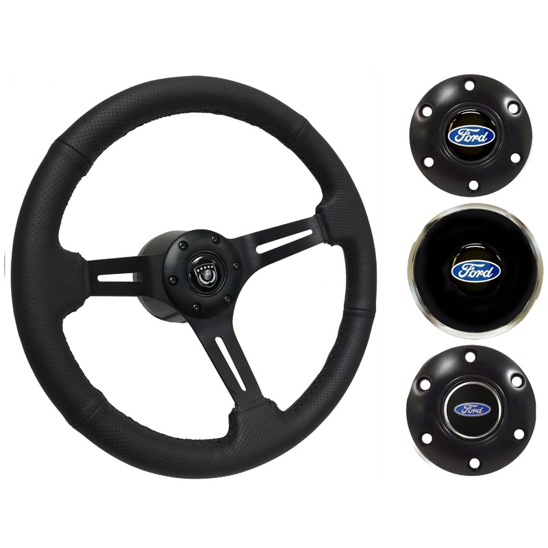 1969, 78-91 Ford Truck Steering Wheel Kit | Perforated Black Leather | ST3586BLK