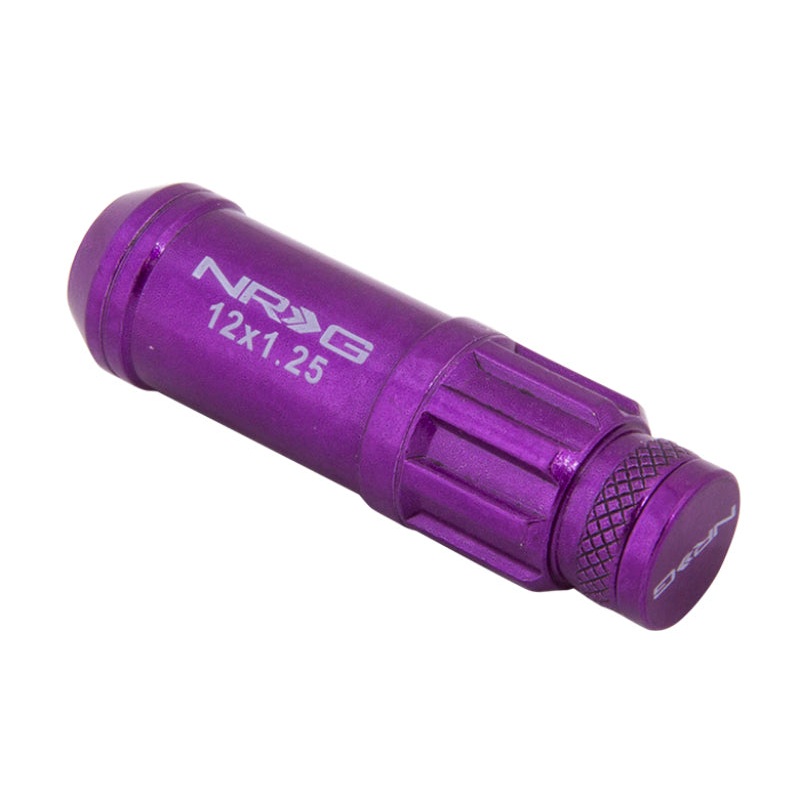 NRG 700 Series M12 X 1.25 Steel Lug Nut w/Dust Cap Cover Set 21 Pc w/Locks & Lock Socket – Purple